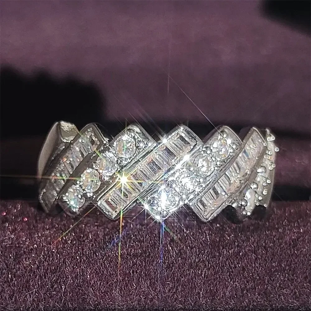 💖💎Stunning Sterling Silver Baguette and Round Diamond Eternity Band Ring💖💎 - Picture 3 of 14
